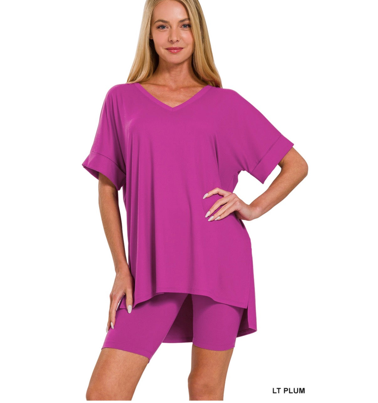 Zenana Biker Set - Plum